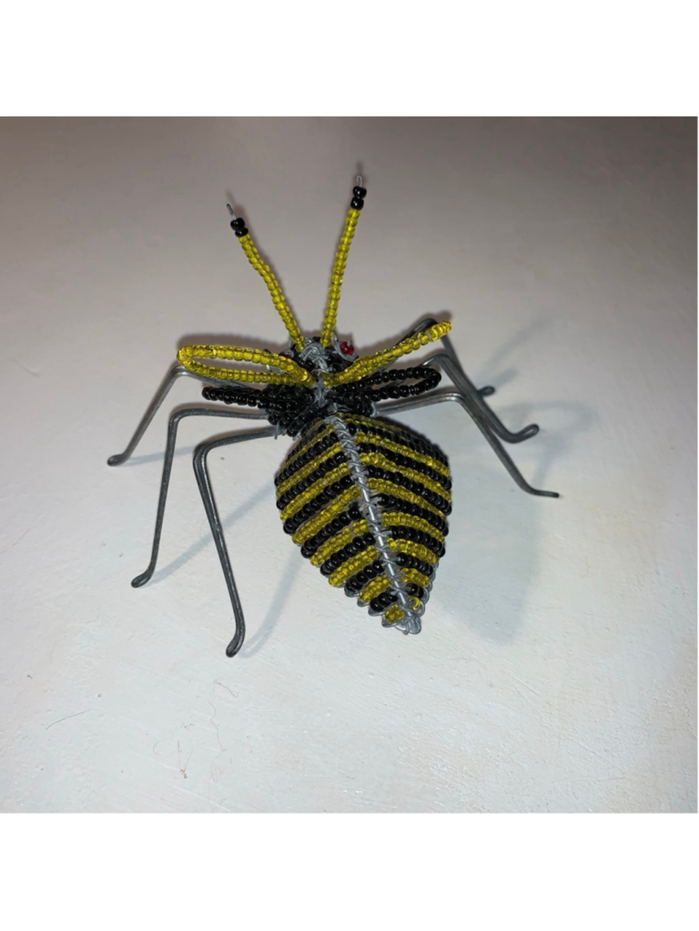 Unbranded Beaded Wire Bee Sculpture One Size Yellow Black